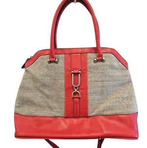 London Fog Pink And Khaki Canvas Purse